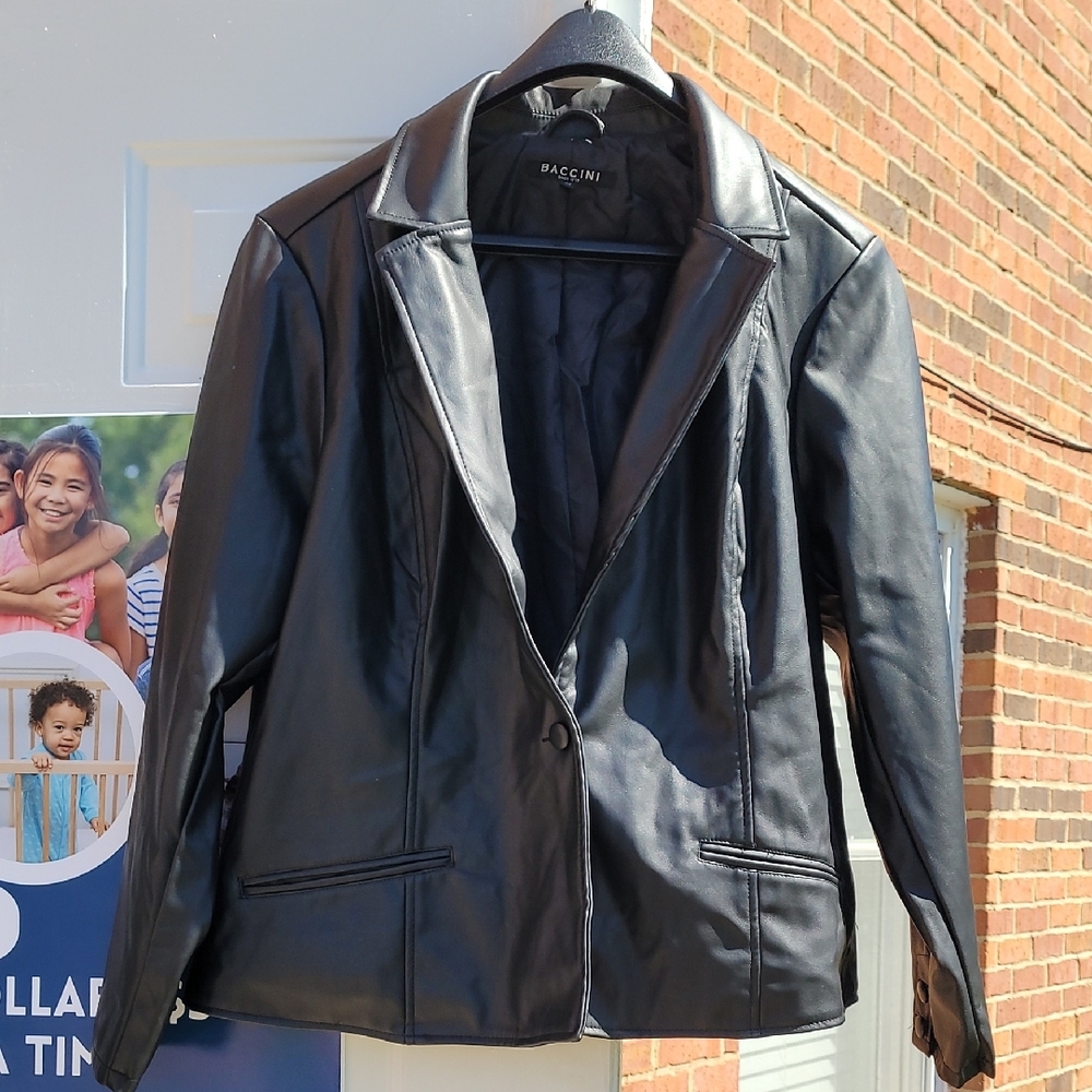 Baccini Black Leather Jacket for Men